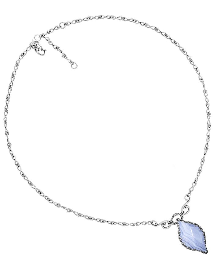 Carolyn Pollack Blue Lace Agate (16x30mm) Infinity Necklace in Sterling ...
