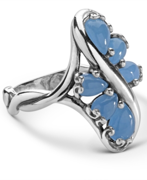 image of Carolyn Pollack Blue Jade Cascading Ring in Sterling Silver