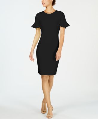 calvin klein petal sleeve sheath dress
