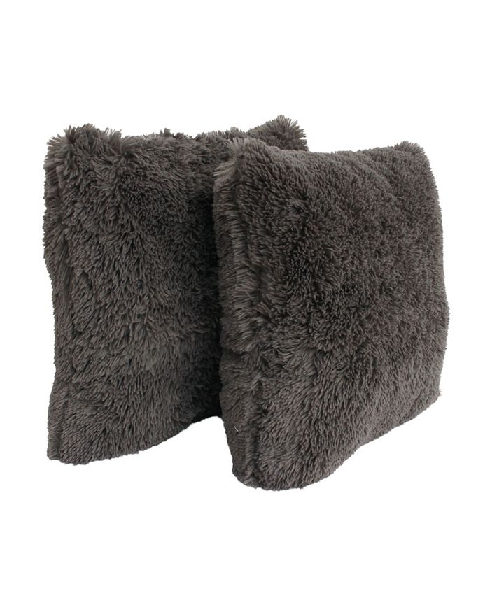 THRO 20" x 20" Polyester Fill Chubby Faux Fur Pillow, Pack Of 2