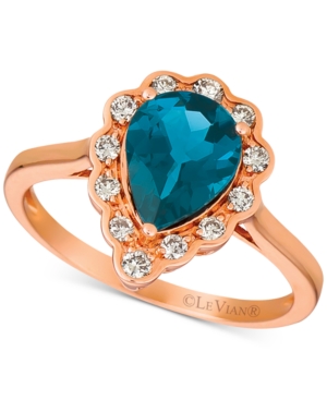image of Le Vian London Blue Topaz (1-5/8 ct. t.w.) & Diamond (1/4 ct. t.w.) Ring in 14k Rose Gold