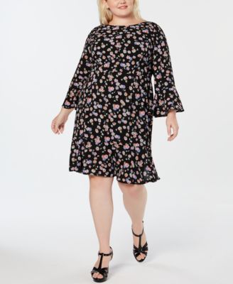 Betsey Johnson - Plus Size Floral Bell-Sleeve Dress