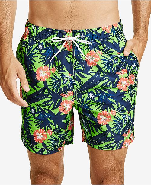 Nautica Men's FloralPrint 8" Swim Shorts & Reviews Swimwear Men