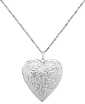 image of 4-Photo Engraved Heart Locket in Sterling Silver