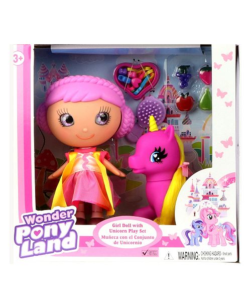 Gi Go Wonder Pony Land Girl Doll With Unicorn And Hairplay