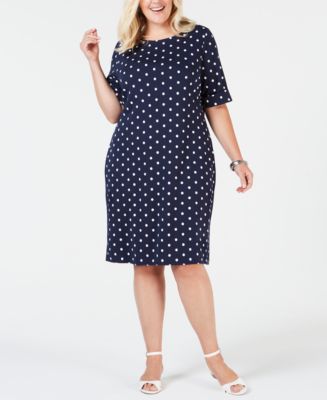 Karen Scott Plus Size Polka-Dot Shift Dress, Created for Macy's - Macy's