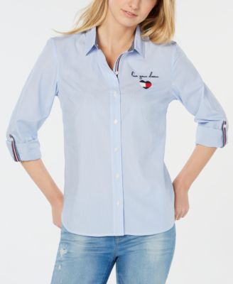 Tommy Hilfiger - Cotton Striped Embellished Shirt