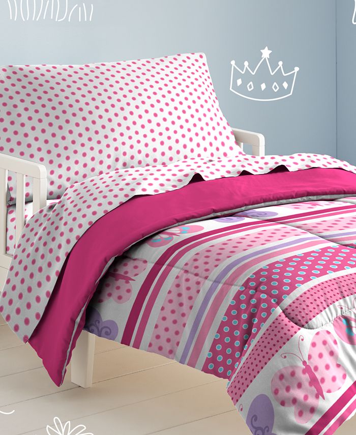 Dream Factory Butterfly Dots Toddler Comforter Set - Macy's