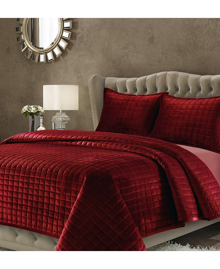 Tribeca Living Florence Velvet Solid Oversized Queen Quilt Set Reviews Quilts Bedspreads Bed Bath Macy S