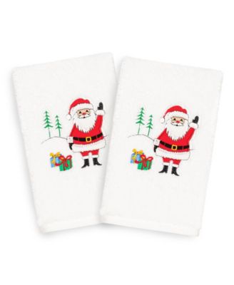 Christmas Santa Waving 100% Turkish Cotton 2-Pc. Hand Towel Set