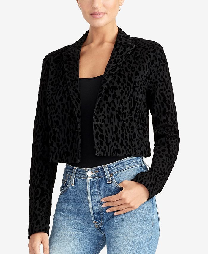 RACHEL Rachel Roy Cropped Leopard-Print Jacket - Macy's