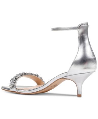 silver kitten heel shoes