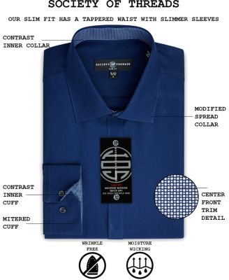 Men's Slim-Fit Non-Iron Performance Solid Dress Shirt