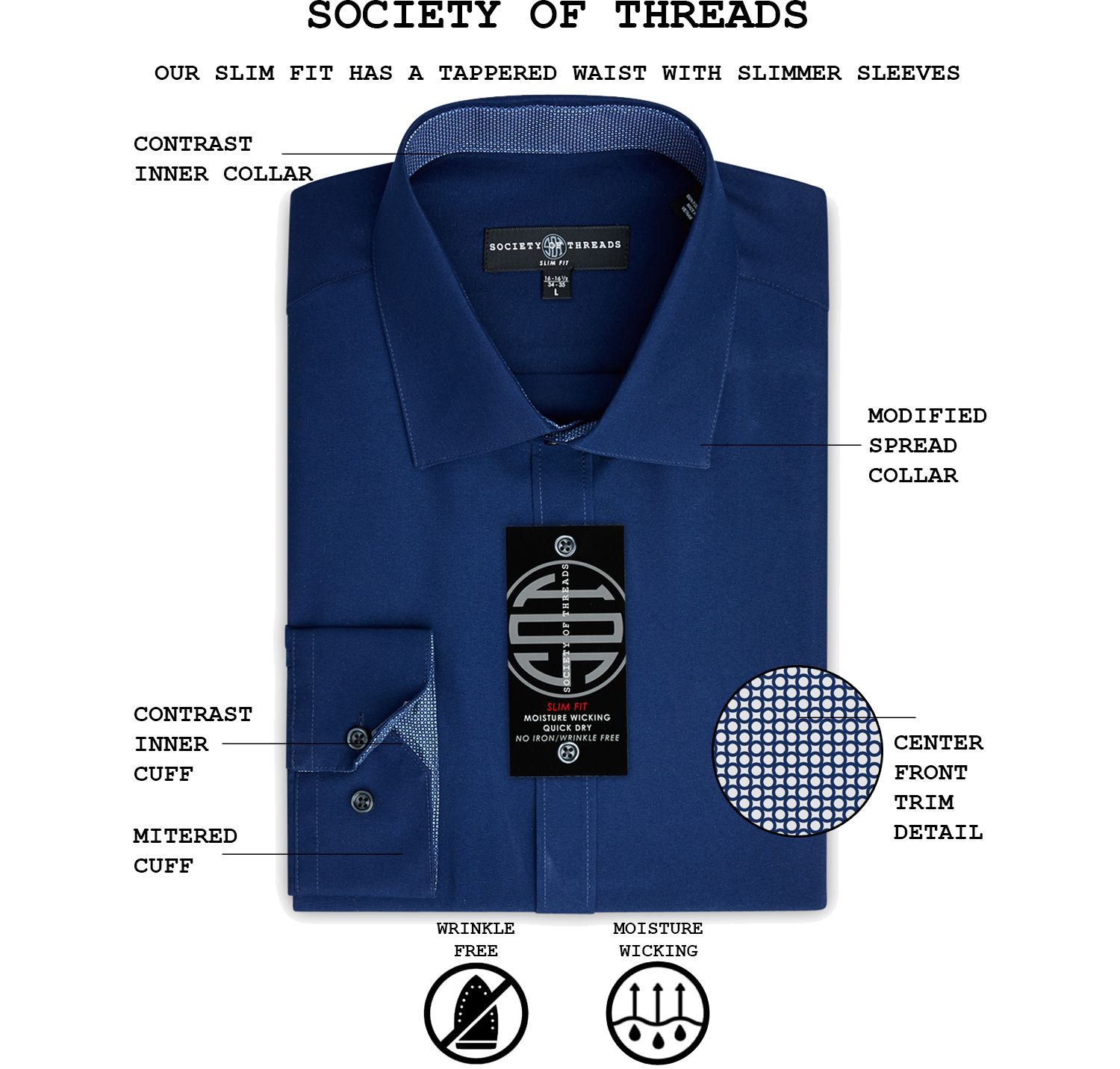 Men's Slim-Fit Non-Iron Performance Solid Dress Shirt