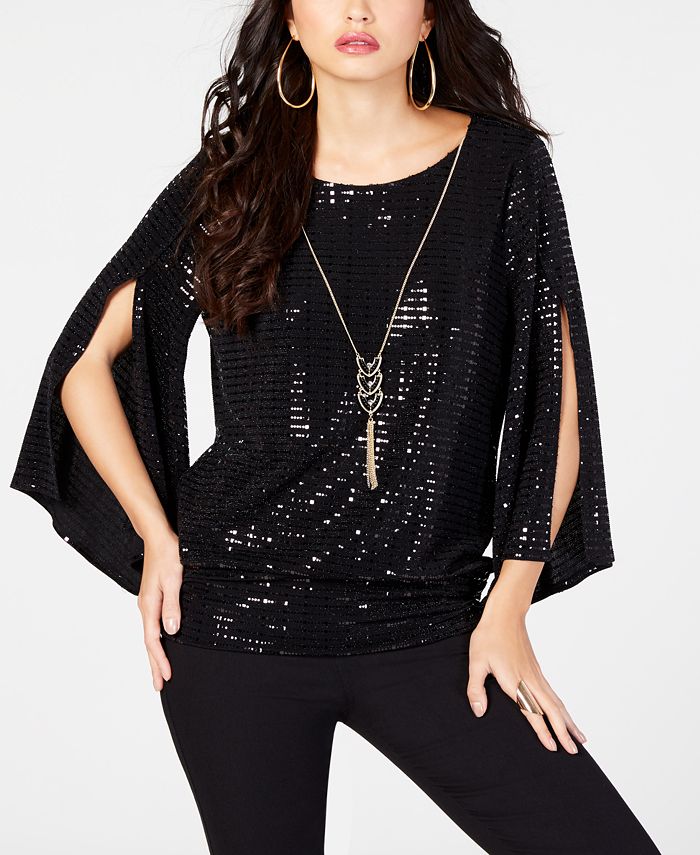 Thalia Sodi Sequined Necklace Top, Created for Macy's - Macy's