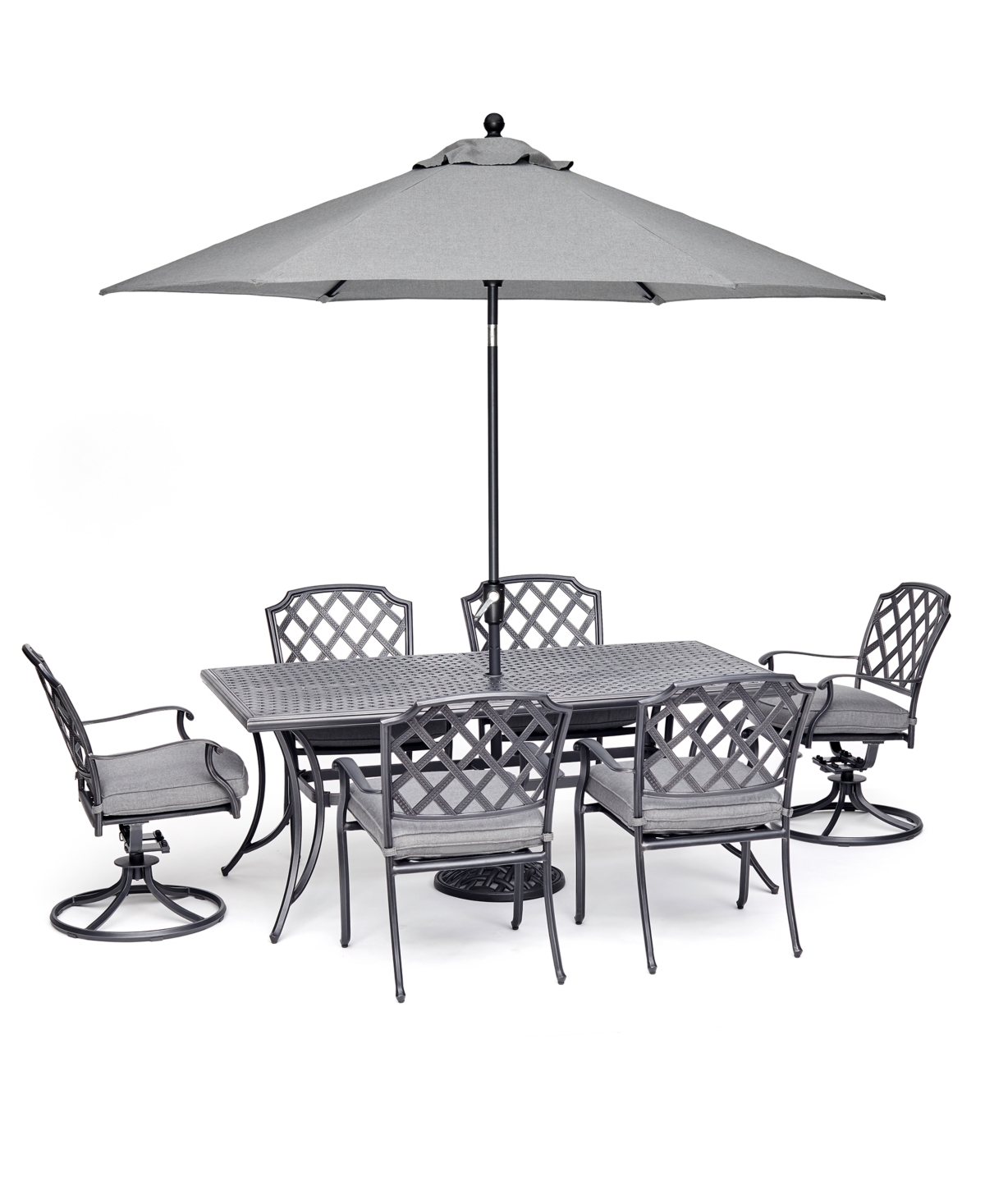 Vintage Ii Outdoor Cast Aluminum 7-Pc. Dining Set (72 X 38 Table, 4 Dining Chairs & 2 Swivel Chairs) With Sunbrella Cushions, Created for Macys