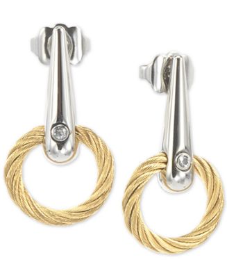 CHARRIOL White Topaz Accent Circle Drop Earrings in PVD Stainless Steel &  Gold-Tone - Macy's