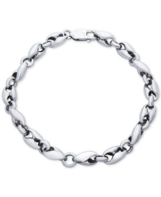 Macy's Men's Polished Curved Link Bracelet in Sterling Silver - Macy's
