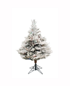 Vickerman 35 ft Flocked Alberta Artificial Christmas Tree With 150 Multi-Colored Led Lights