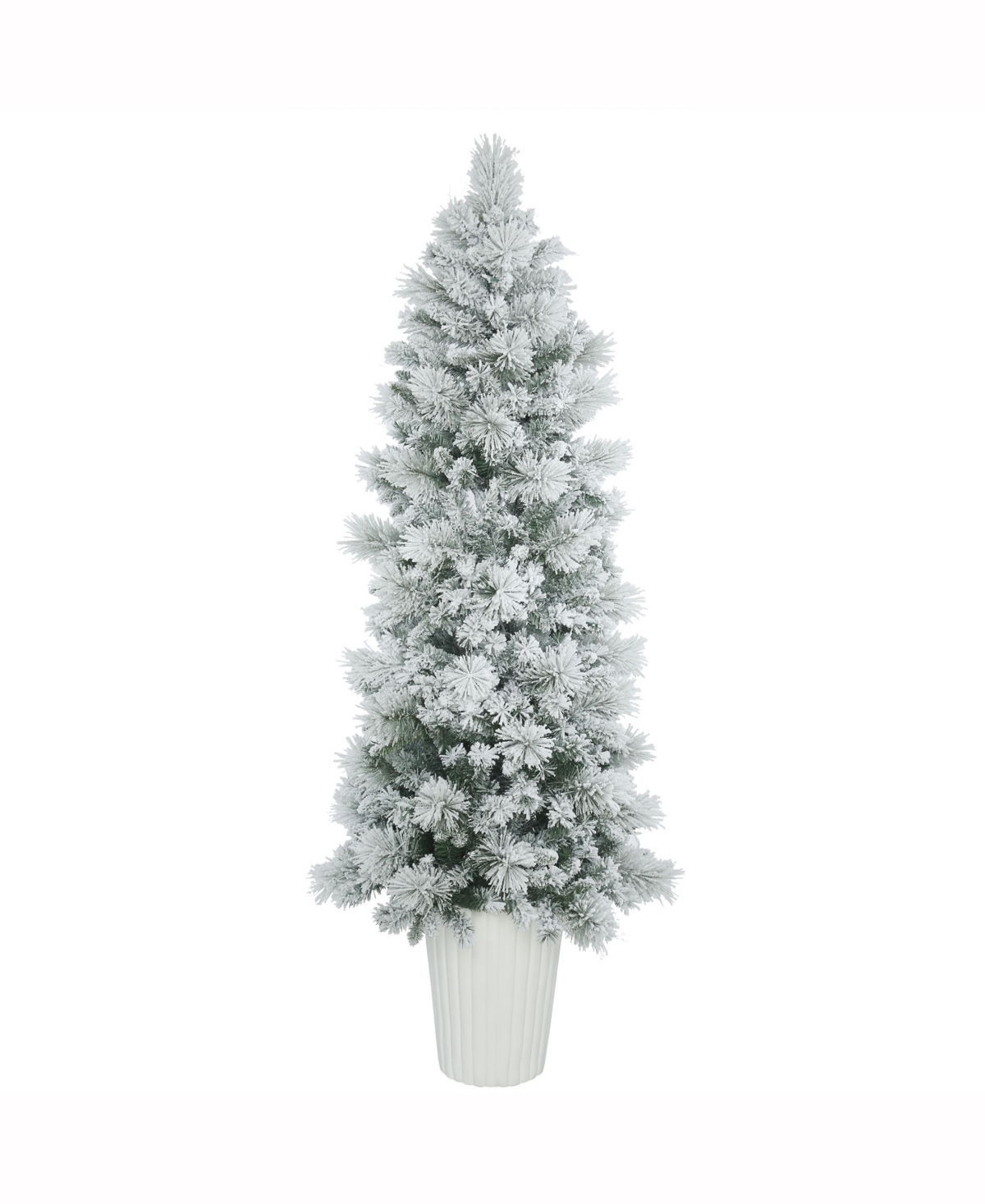 7 ft Potted Flocked Castle Pine Artificial Christmas Tree Unlit