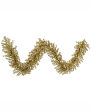 Vickerman 9 ft X 14 inch Gold And Silver Tinsel Garland With 100 Warm White Led Lights