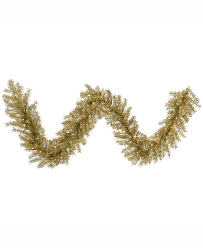 Vickerman 9 ft X 14 inch Gold And Silver Tinsel Garland With 100 Warm