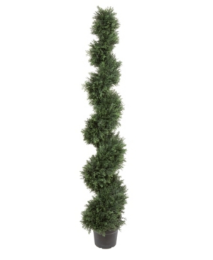 Vickerman 6' Artificial Potted Green Cedar Spiral Tree Uv Resistant