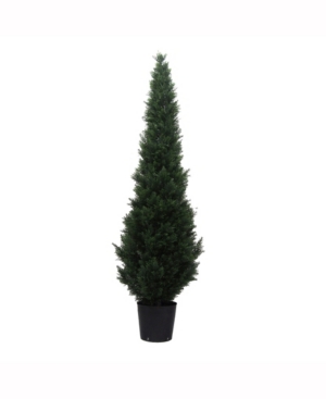 Vickerman 7' Artificial Potted Green Cedar Tree Uv Resistant