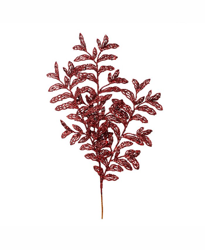 Vickerman 22" Burgundy Bipinnate Glitter Leaf Spray & Reviews Shop