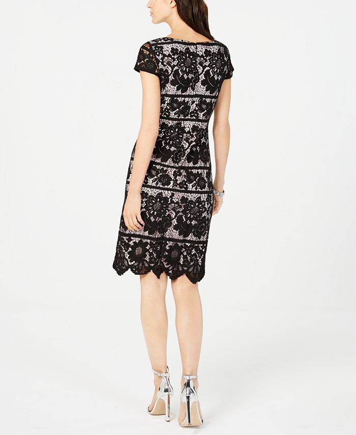 Jessica Howard Contrast Lace Sheath Dress - Macy's
