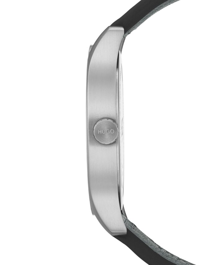 HUGO Men's Dare Black Leather Strap Watch 42mm Macy's