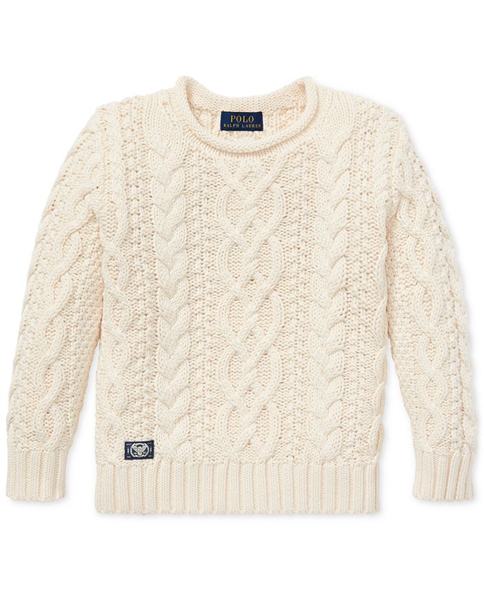 Polo Ralph Lauren Toddler Boys Aran-Knit Cotton Sweater - Macy's