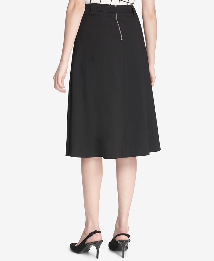 Calvin Klein Petite Belted A-Line Skirt - Macy's