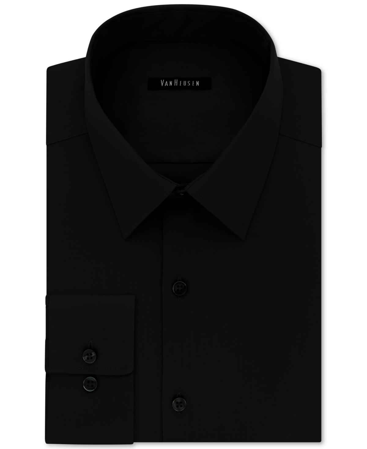 Men's Slim-Fit Flex Collar Stretch Solid Dress Shirt - Black
