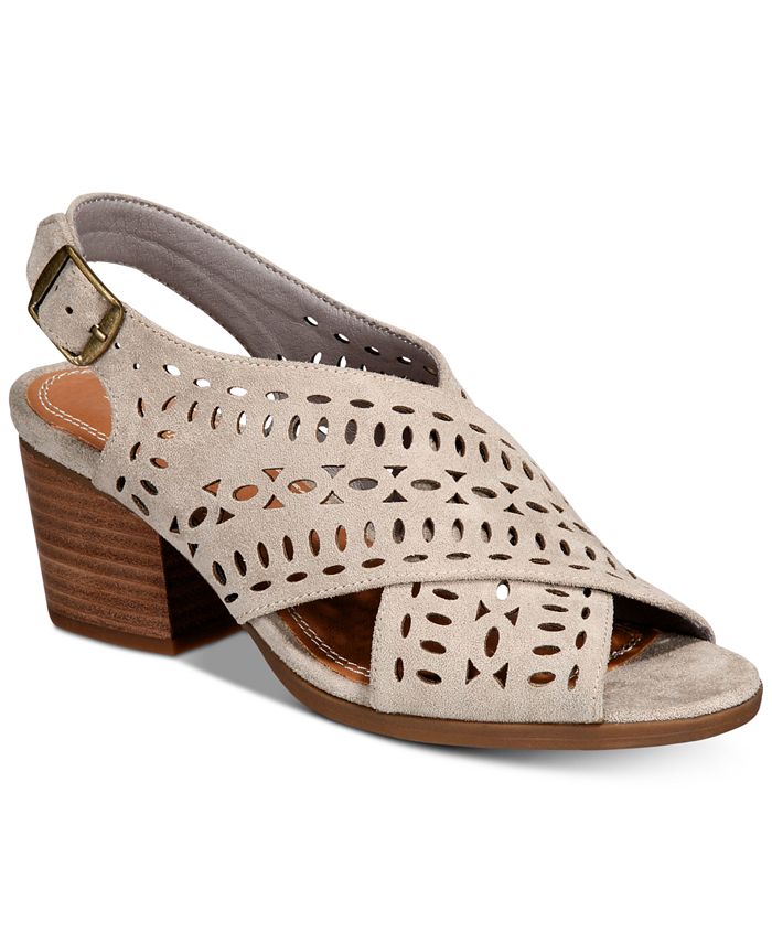 Perforated block best sale heel sandals