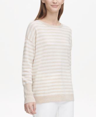 Calvin Klein - Crew-Neck Striped Cashmere Sweater