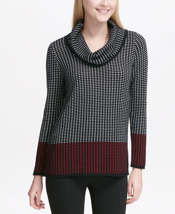 Calvin Klein Colorblocked Cowl-Neck Sweater & Reviews - Sweaters ...