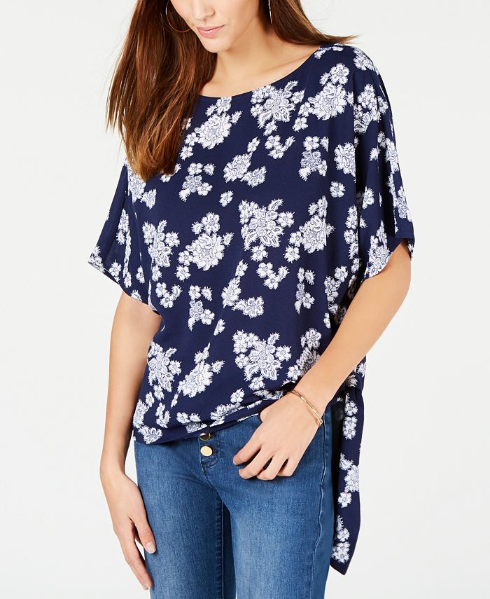 Michael Kors Womens Side Tie Top Blue Size Small main image 1