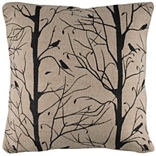 Sticks Twigs and Bird Polyester Filled Decorative Pillow, 18" x 18"