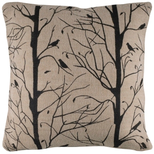 Rizzy Home Sticks Twigs And Bird Polyester Filled Decorative Pillow, 18" X 18" In Brown