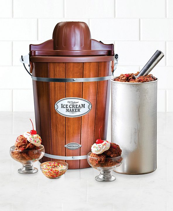 Nostalgia 6Quart Wood Bucket Ice Cream Maker & Reviews Small