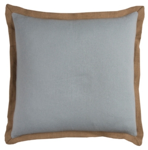 Rizzy Home Jute Trim Solid Polyester Filled Decorative Pillow, 22" X 22" In Blue