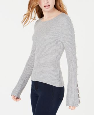 Ultra Flirt - Juniors' Faux-Pearl Rib-Knit Sweater