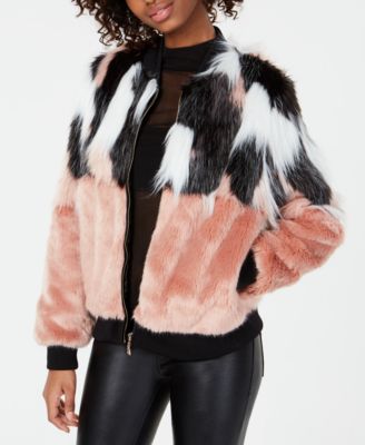 faux mink bomber jacket