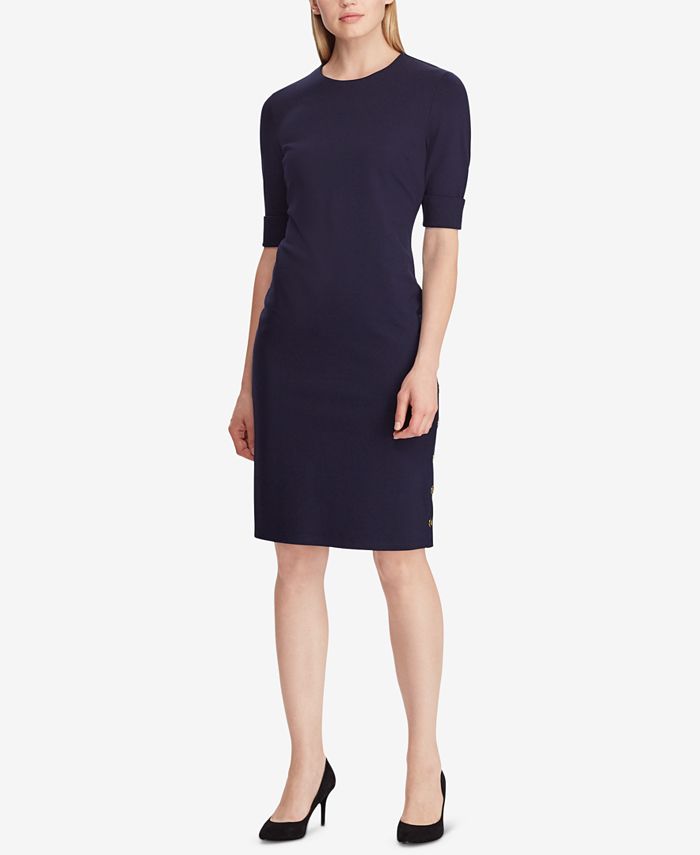 Lauren Ralph Lauren Button Trim Pont Knit Dress Macy s
