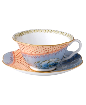 WEDGWOOD DINNERWARE, BLUE PEONY CUP AND SAUCER