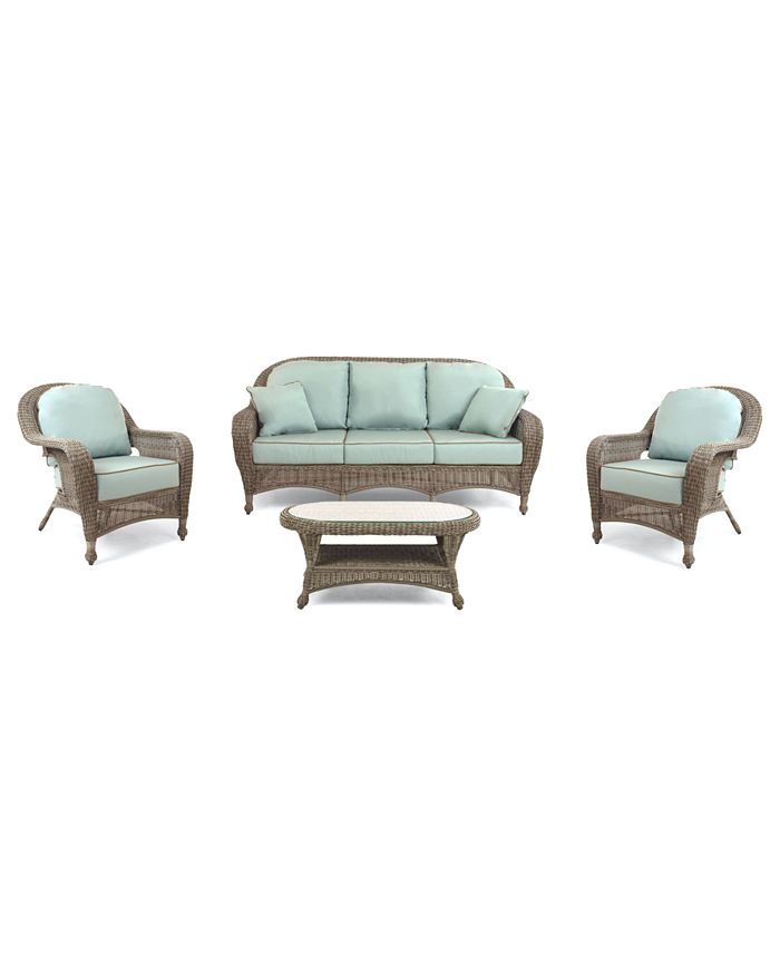 Furniture Sandy Cove Outdoor Wicker 4Pc. Seating Set (1 Sofa, 2 Club