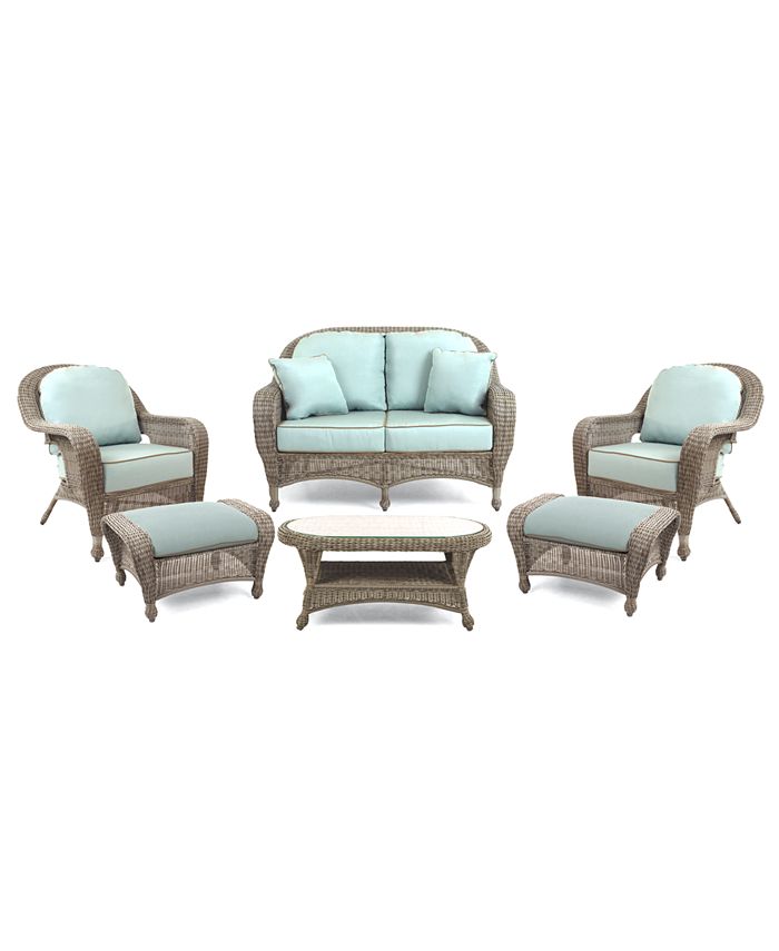 Furniture Sandy Cove Outdoor Wicker 6Pc. Seating Set (1 Loveseat, 2