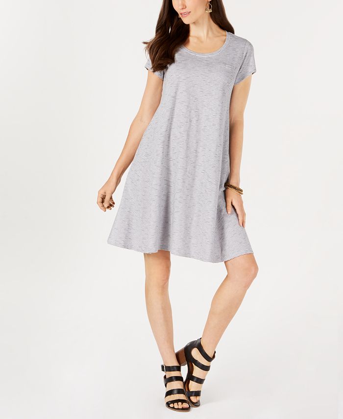 Style & Co Striped Cotton Swing Dress, Created for Macy's - Macy's
