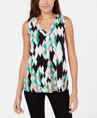 Alfani - Petite Printed Knit Swing Top